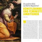 Der Text "KATALOG" steht groß auf gelbem Hintergrund. Links ist ein Gemälde mit einer betenden Frau.