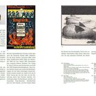 Seite 26 zeigt Text über Drachen in Schlachten. Seite 27 zeigt einen Drachen mit Menschen im Hintergrund. Texte: „American-Football-Helm des MTV 1846 Giessen“, „Unglück... Wähle Liste 9“, „Die Cholera“.