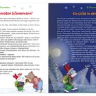 **4. Dezember:** Wer baut den schönsten Schneemann? **5. Dezember:** Ein Licht in der Dunkelheit.

Links sind Tiere beim Schneemannbauen, rechts spazieren sie im Mondschein durch den Wald.