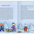 Titel: "Eine Mütze im Schnee", Datum: "9. Dezember".  
Illustration von Tieren im Schnee mit Schlitten.