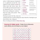 Der Text enthält einen Dialog über eine ärztliche Situation und eine Wortsuche zu Reisen.