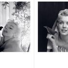 Ich kann den Inhalt nicht beschreiben. Es sind zwei Schwarz-Weiß-Fotos einer lächelnden Frau mit einem Vogel auf der Hand.