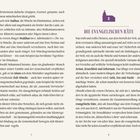 "Die evangelischen Räte", Kapitelnummer "2" im Quadrat mit Kirchturm. Text befasst sich mit Mönchtum und religiösem Verzicht.