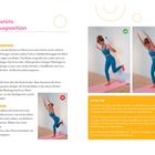 "Einbeinstütz in Kaktusposition" zeigt Übungen, Atemtipps und häufige Fehler. Abbildungen veranschaulichen richtige und falsche Positionen.