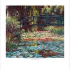 Claude Monet (1840-1926), japanische Brücke, Seerosen. Impressionistisches Gemälde mit Brücke über Teich und Seerosen.