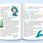 Ultrakurze Selbstleseanteile: Treppenwörter. Kinderbuchseite mit Illustration einer Meerjungfrau, Seerose und Sternen.