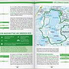 "Erlebnistouren, Ein Nachmittag am Großen Meer, Blaufarben markierte Route mit Nummern, Ferienhaussiedlung Bedekaspel."