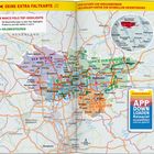 "Deine Extra Faltkarte" und "APP DOWNLOADEN", Karte der Umgebung zwischen den Städten Dortmund, Duisburg und Köln.