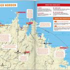 Karte des Nordens von Menorca mit Highlights und Tipps. Enthält Orte wie Fornells, Monte Toro und Cap de Cavalleria.