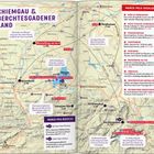 Karte von Chiemgau & Berchtesgadener Land. Markierungen für Sehenswürdigkeiten und Highlights, wie Burgen und Naturschönheiten.