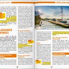 Texte: "INSIDER-TIPP", "LASSANER WINKEL", "INSELVORLAND", "Bis 15 Uhr", "ZIELE IM LASSANER WINKEL", "ESSEN & TRINKEN". 

Seite: Zweiseitige touristische Magazinbeschreibung. Links Information über Lassan, rechts Hafenbild.