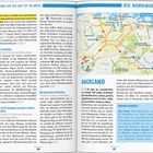 Reiseführertext über Neuseelands Nordinsel, Kartenbereich Auckland. Enthält Sehenswürdigkeiten, Entfernungen und Tipps.