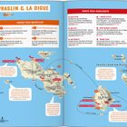 "PRASLIN & LA DIGUE"; Reiseziele mit Text über Sehenswürdigkeiten und Aktivitäten. Kartendarstellung der Inseln Praslin und La Digue.