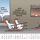 Kalenderblatt: Zwei Hühner mit Leiter vor "Babyklappe", eins sagt, "UND WENN SIE SICH HEIMLICH EIN OMELETT DRAUS MACHEN?"