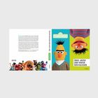 "SESAMSTRASSE", "ÜBER, UNTER UND HINTER DEN KULISSEN". Figuren Bert und Ernie. Bunter Hintergrund.