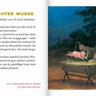 Text: "WIESO ICH DICHTER WURDE" und "DAS CHRISTKIND MACHT SEINEN ELTERN EINE FREUDE."

Illustration: Ein Kind in einer Krippe mit Eltern daneben unter einem Sternenhimmel.
