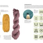Der Text beschreibt Rundstrick-Techniken mit Bildern von Nadeln und Strickschnüren. Enthält Anleitungen für Schlauch- und Mobiusschlingen.