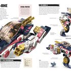 „SORAS MECH-BIKE: Sora besaß schon immer einen natürlichen Instinkt für Technologie...“  
Bunte, transformierbare Roboter-Motorrad-Illustration.