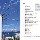 Inhalt: Trauminsel, Mykonos entdecken, Stadtübersicht, Sehenswürdigkeitenbewertung. Links Windmühle, Meer und Bauten.