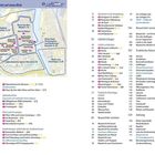 Karte von Maastricht mit markierten Vierteln und Sehenswürdigkeiten. Inhaltsverzeichnis rechts, umfasst Seiten 39 bis 144.