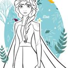 Text: Elsa. 

Illustration: Frau mit langen Zöpfen, blauen Hintergrund mit Blättern.