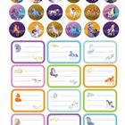 Kein textlicher Inhalt. Illustrationen von Einhörnern und Charakteren, teils in Kreisen, teils mit bunten Rahmen versehen.