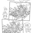"Phineas und Ferb haben ein cooles Baumhaus gebaut. Suche die Unterschiede im unteren Bild! Es gibt 10 Fehler." Illustration von zwei Baumhäusern übereinander.