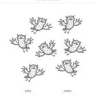 Oben steht: "Wie viele Eulen fliegen nach rechts? Wie viele nach links?" Darunter sind sieben illustrierte Eulen.