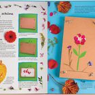 "So viele schöne Blumen!" Anleitung zur Blumenpresse mit bunten Blumenillustrationen und einem Tipp für Grußkarten.