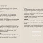 Texte: "Die Materialien", "Papier", "Modelliermasse", "Konservendosen", "Altglas", "Korken", "Stoffreste". Illustration: Geschenkbox.