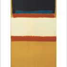 März 1-31: Kalender mit Gemälde. Oben dunkle Farbbalken, darunter Weiß und Ocker. Unten Monatsübersicht in Grau.