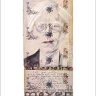 "Esprit", "ALL IS PRETTY". Illustration: Porträt eines Mannes mit Brille und Blumenelementen, darunter Kalender für März.