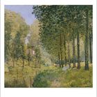 Alfred Sisley. Waldlandschaft mit Bäumen, einem kleinen Gebäude und Schatten. Unten Kalendernummern.