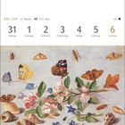 Mai | Juni, 22. Woche, 31 Montag - 6 Sonntag, Kalender. Illustration: Blumen, Schmetterlinge, Insekten und Muscheln.