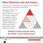 Mein Plättchen hat drei Ecken. Aufgabe zum Känguru-Wettbewerb. Welche Farben für Felder 1 bis 5? August, 4, Mittwoch.