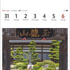31 Montag, 1 Dienstag, 2 Mittwoch, Chosenji-Tempel in Narai, Nagano. Ansicht mit Bäumen und Buddha-Statue.