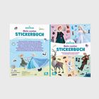"Mein cooles STICKERBUCH" steht auf zwei Seiten. Links: Figuren in Aktion. Rechts: Figuren und Sticker auf farbigem Hintergrund.