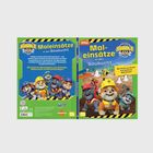 Texte: "Maleinsätze in der Baubucht", "Mit Punkt-zu-Punkt und weiteren Malrätseln!". Illustration: Hunde in Bauhelmen.