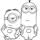 Zwei cartoonhafte Figuren in Overalls, eine mit einem Auge, die andere mit zwei, beide tragen große Schutzbrillen.