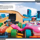 QUIETSCH! Zwei bunte Rennwagen verfangen sich während des Rennens auf einer orangefarbenen Strecke mit Looping.