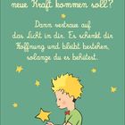 Text: "Fragst du dich, woher neue Kraft kommen soll? Dann vertraue auf das Licht in dir..."
Illustration: Kind mit Sternen.