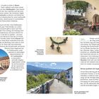 Links oben steht: "Los geht es mitten in Bozen." Darunter sind Außenbereiche eines Cafés, eine Hauswanddeko und eine Radweg-Szene abgebildet.