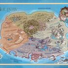 "Galantis, Feuer-Pferde, Erd-Pferde, Luft-Pferde, Wasser-Pferde, Siebter Ozean, Galantisches Meer." Fantasy-Landkarte.