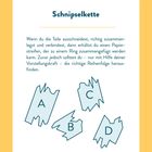 "Schnipselkette" steht oben. Darunter Anweisung zu Papierstreifen, gefolgt von vier durcheinanderliegenden Buchstaben A-D.