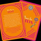 Zwei bunte Karten, eine mit "Jeder Tag ein FEST", die andere mit "Viva la VIDA". Blumen und dekorative Muster.