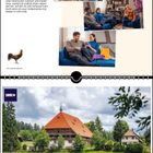 Endlich glücklich. Tipps für Garten & Balkon. März. Fotos von Menschen in freundlichen Szenen und ein idyllisches Haus im Grünen.