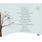 Text: "Gott sagt dir zu: Ich liebe dich. So, wie du bist..." Illustration: Zwei Vögel auf einem schneebedeckten Baum.