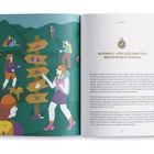 Kapitel 3: "Was hindert Frauen am Losziehen?" Text über Hemmnisse beim Wandern. Illustration Fernglas unter Wolken.