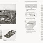 Zeigt eine historische Baustelle, Diagramme zur Blockbauweise und erläuternden Text über Architekturmethoden in der DDR.