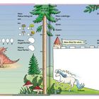 Text zum Ausfüllen, um persönliche Informationen festzuhalten, mit Illustrationen von Drachen und einem Einhorn.